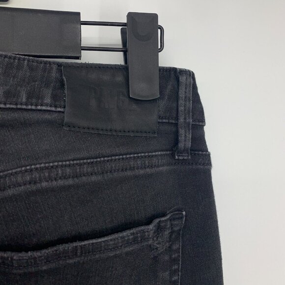 Paige Denim Jeans Cindy High Rise Straight Distressed Black Denim - Picture 10 of 12